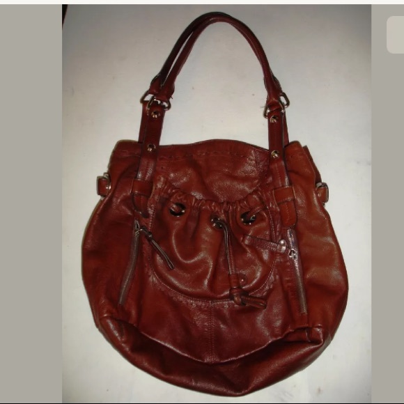 B Makowsky Tan Brown Large Leather Shoulder Bag - Picture 3 of 8